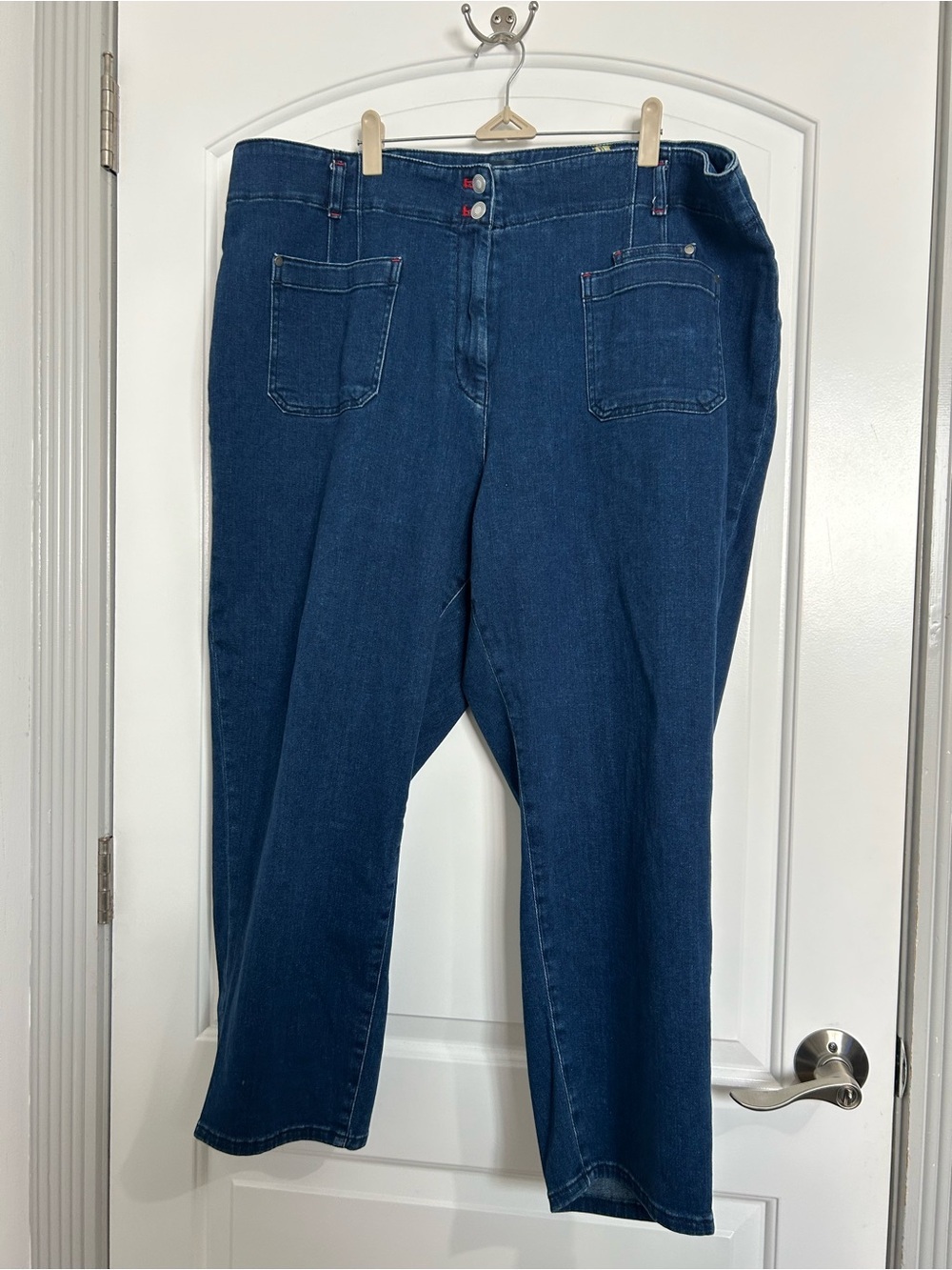 Anthropologie Maeve Junie Straight-Leg Dark Blue Jeans Size 24W Boho Chic Sailor